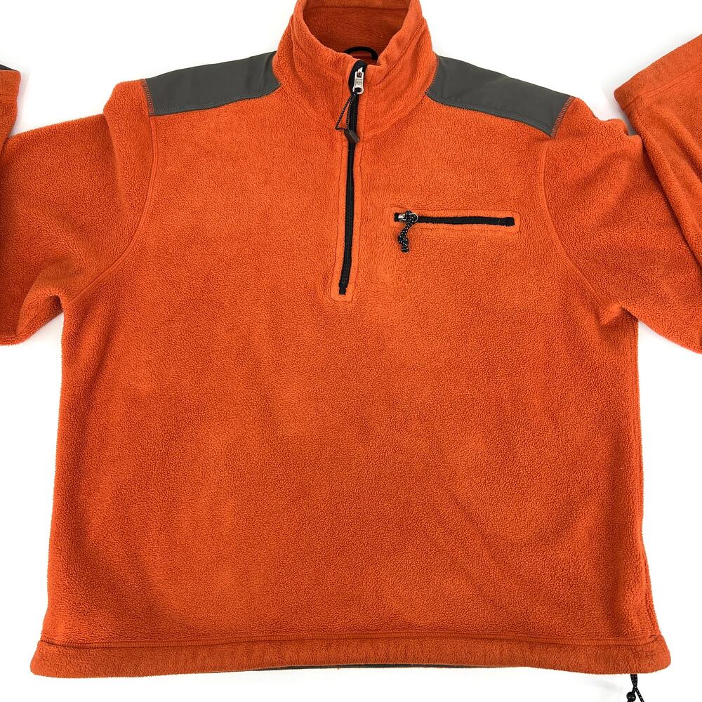 J. Crew Mens Orange Polartec ½ Zip Pullover Size XL **READ**